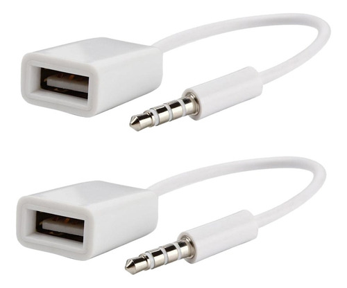 2 Piezas De 3,5mm Macho Jack A Usb 2.0 Cable Convertidor