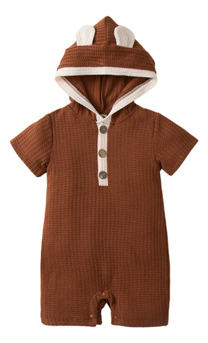 Mameluco De Punto Para Bebé 3-18m Con Capucha De Forma Osito Marrón 9-12 M Animal Print