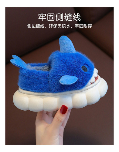 Pantuflas Infantiles Tiburón Antideslizantes Y Cómodas Felpa