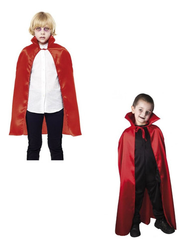 Capa Roja Con Cuello Rojo Niños 74cm Halloween Diablo