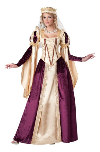 Vestido De Princesa Reina De La Corte Real Medieval Adu Para