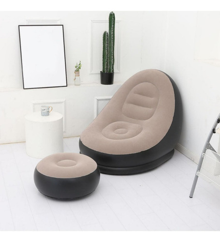 Sillón Inflable Para Descansar, Sofá Perezoso Con Taburete