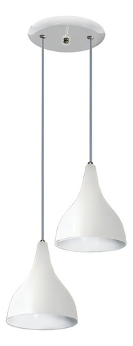 Lustre Duplo Colorido Modelo Funil - Para Mesa De Jantar Cor Branco Voltagem