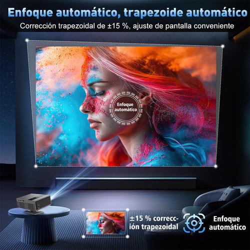 Proyector 4k Fhd Android Autofocus 19000 Lumenes Evitación Automática De Obstáculos Professional 60 Hz Bluetooth Projector Dual Wifi 6 Sonido Hifi Con Soporte Ajustable 3rg Ram + 16gb Rom