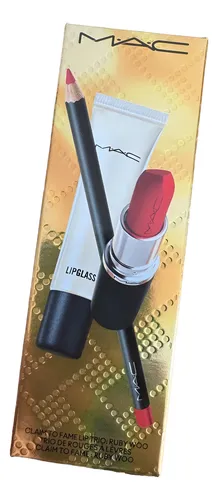 comprar Mac Claim To Fame Kit Batom Ruby Woo + Lipglass + Lápis