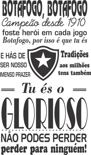 Adesivo De Parede Hino Time Botafogo Junto Escudo Campeão | Mercado Livre