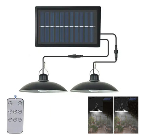 Lámpara Colgante Led Solar De 2 Cabezales Para Exteriores