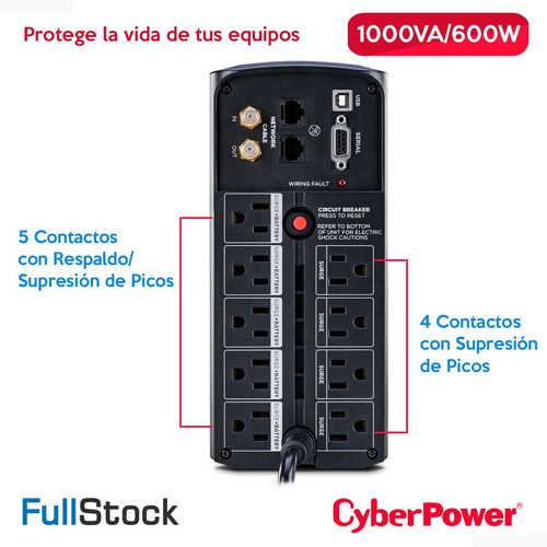 No Break Cyberpower Ups Tipo Torre Cp1000avrlcda 1000va/600w