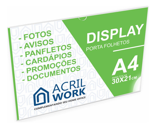 Display Porta Folha | Modelo Sanduíche - Paisagem A4