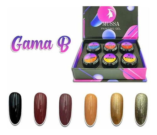 Gel Painting Para Uñas X 6 Piezas Marca Mussa Manicure Dam