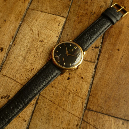 Imagen 8 de 8 de Universal Oro Enchapado Esfera Negra Antiguo Reloj 151221swt