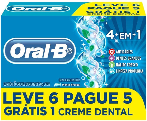 Creme Dental Oral-b 4 Em 1 - 70g Leve 6 Pague 5
