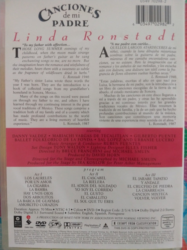 Dvd Linda Ronstadt Canciones De Mi Padre W | Meses sin intereses