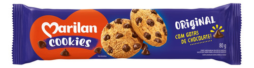 Biscoito Cookie Original com Gotas de Chocolate Marilan Pacote 80g