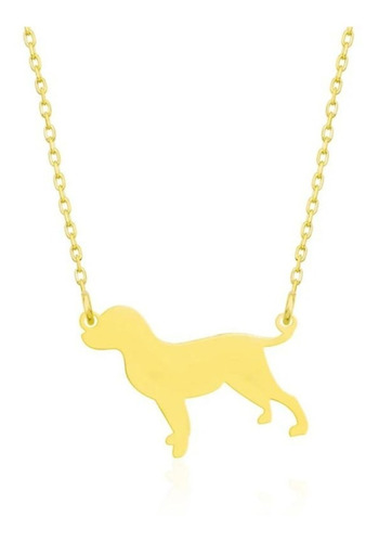 Collar Para Mujer Mascota Perro Plata Enchapada Oro 18k
