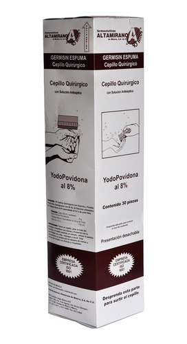 Cepillo Quirúrgico Solución Antiséptica 8% Yodopovidona 30pz
