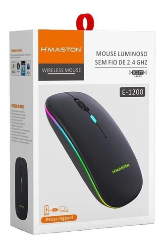 Mouse Luminoso Sem Fio De 2.4 Ghz E-1300 PRO H' Maston