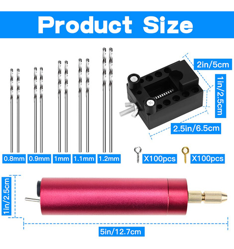 Yolufer Mini Taladro Eléctrico Con 10 Brocas Helicoidales (