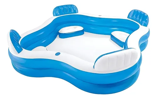comprar Alberca inflable cuadrada Intex Inflable 56475 de 2.29m x 2.29m x 66cm 990L azul y blanca caja