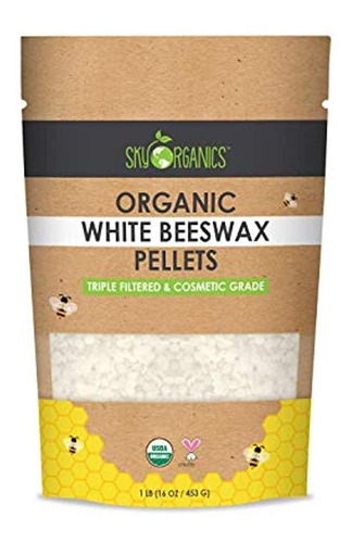 Sky Organics Usda - Pellets De Cera De Abeja Blanca