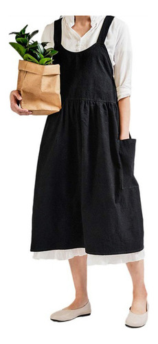 Delantal De Algodón Y Lino Para Mujer Kitchen Cooking 2