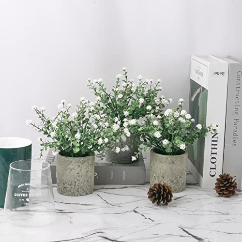 3 Plantas Artificiales En Macetas Flores Para Decoración Del