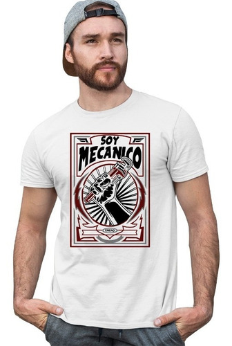 Camiseta Original Blanca De Hombre Estampado Taller Mecanico