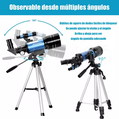 Telescopio para niños Telescopio astronómico de 70 mm con adaptador de  teléfono Filtro de luna Erecto ocular y barlow para principiantes adultos  como regalos, (azul)