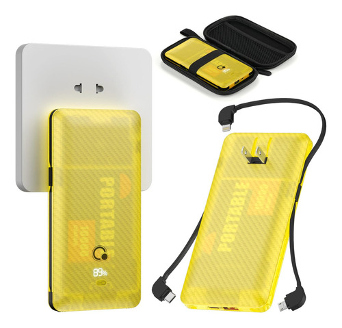 Cargador Portatil De 10000 Mah Con Enchufe De Pared De Ca, C