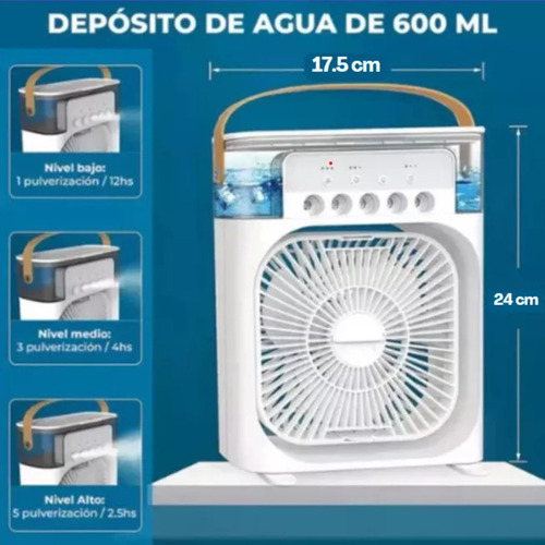Ventilador Usb Porta Agua Aire Acondicionado Con Temporizado Blanco