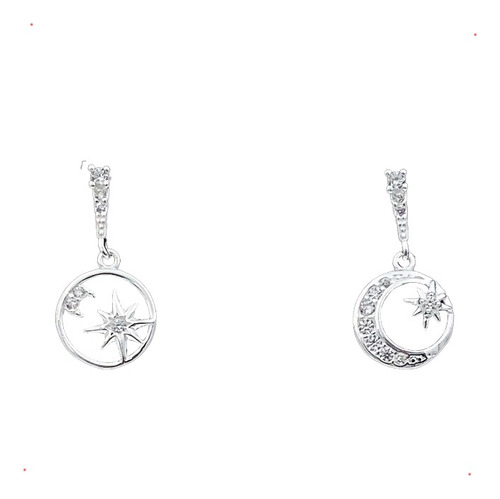 Aretes Luna Estrella Con Zirconia Plata 925 Con Envio