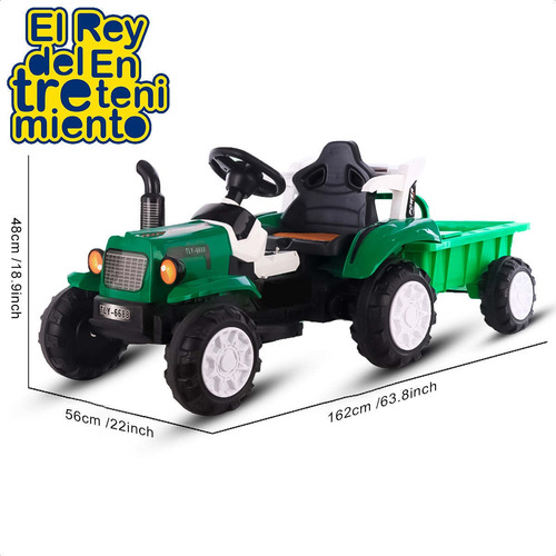 Imagen 8 de 10 de Tractor Auto A Batería Con Remolque Luces Música - El Rey