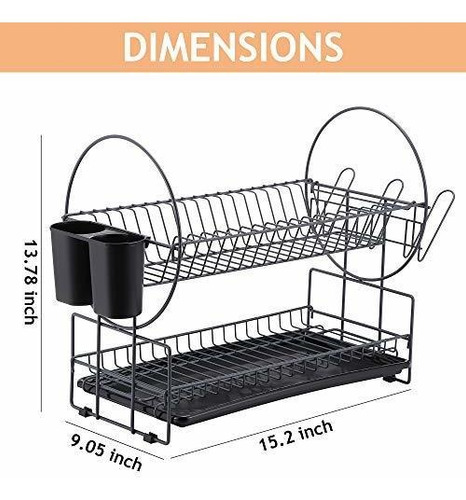 Rejilla Para Secar Platos De 2 Niveles, Organizador De Cocin