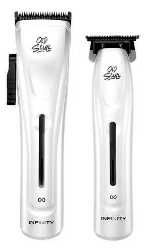 Infinity Combo Old Scull Clipper + Trimmer Máquinas Barbería Color Blanco
