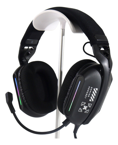 Headset Gamer Rgb Com Pretocom Microfone Flexível Com Cancelamento De Ruído