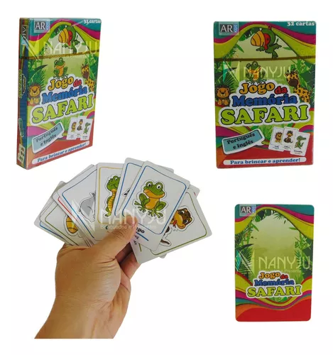 Jogo Memoria 32 Cartas Safari Animais Potuguês E Inglês em Promoção na  Americanas