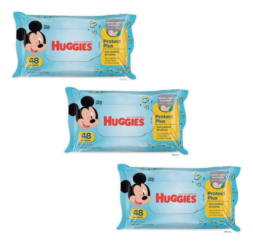 Pack X3 Toallitas Húmedas Huggies Protect Plus Mickey X48