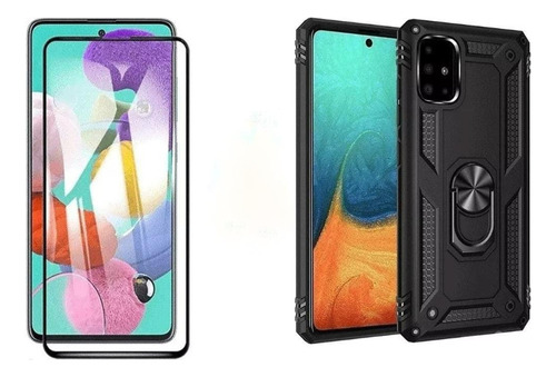 Funda Reforzada Anillo + Templado Compatible Con Samsung A71