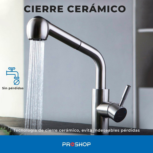 Imagen 2 de 10 de Canilla Monocomando Cocina Griferia De Acero - Nero Original