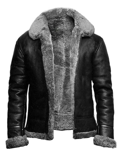 Chaqueta De Cuero De Solapa De Piel For Hombre Engrosar La1