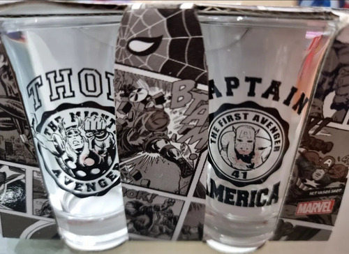 Set 2 Vasos Shot Tragos Avengers - Capitan America Marvel