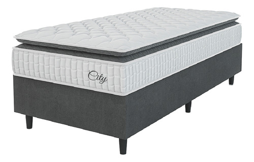  Hellen City cama box Solteiro molas ensacadas 110kg 88x188cm cor Branco/Preto