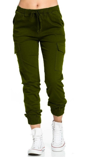 Jogger Cargo Pantalon Moda Para Dama Gabardina Stretch 4pack