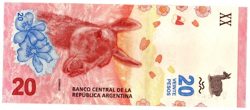 Argentina 20 Pesos Guanaco S/circular Sturzenegger  Michetti