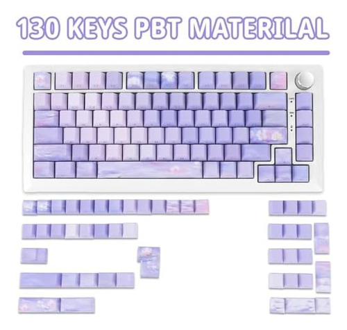 Pbt - Juego De Teclas Impresas En Color Morado Degradado Con