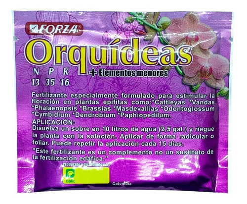 Fertilizante Para Orquideas (plantas) Soluble Forza 15 Grs