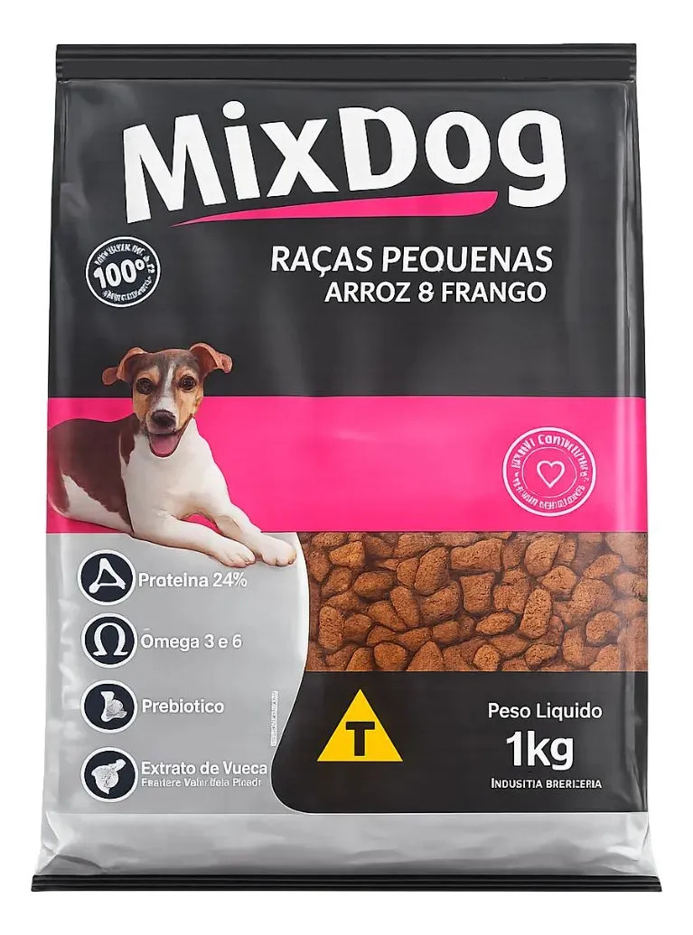 Ração 1kg Mix Dog Caes Raças Pequenas Frango E Arroz