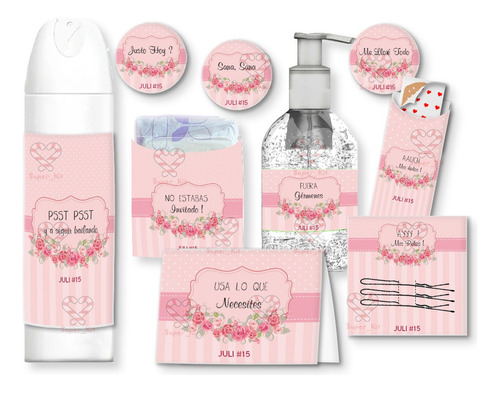 Kit Emergencia Sos Para Baños Shabby Rosa Personalizado