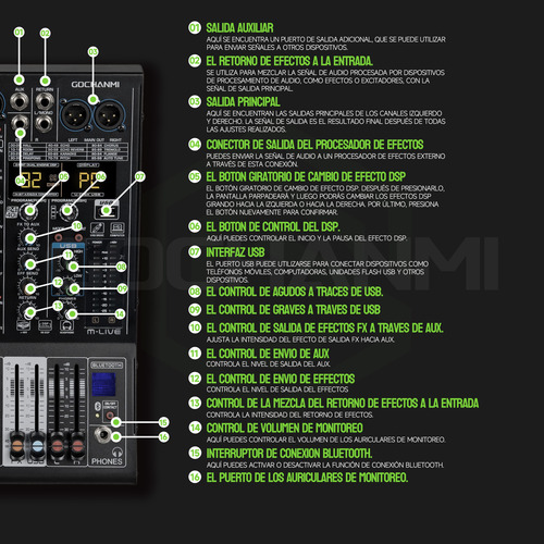 Mezcladora Gc Nx1200 Audio Consola 12 Canales 99dsp Mixer Dj
