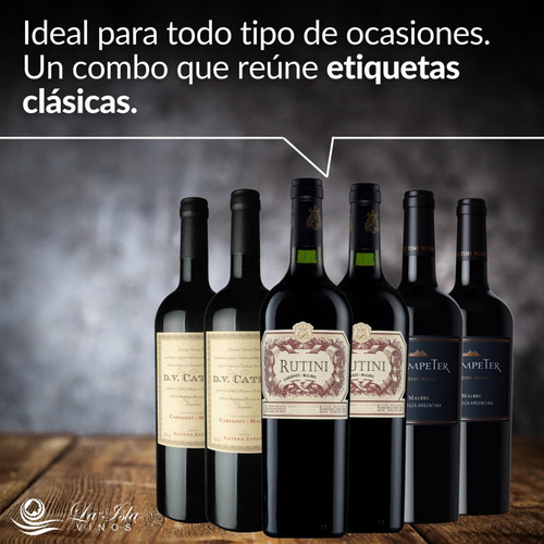 Imagen 2 de 10 de Vino Rutini + Dv Catena + Trumpeter. Combo Mix X 6. --